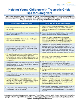Helping Young Children With Traumatic Grief: Tips For Caregivers | The National Child Traumatic Stress Network